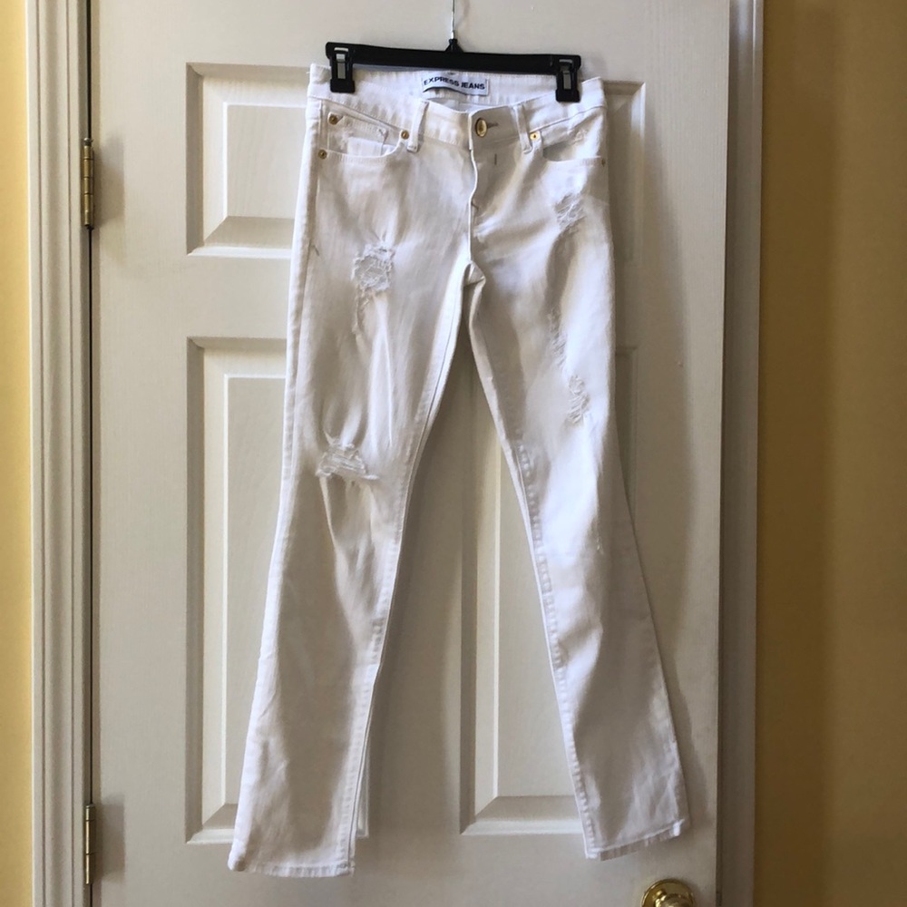 Express Women’s Skinny Jeans — White Distressed